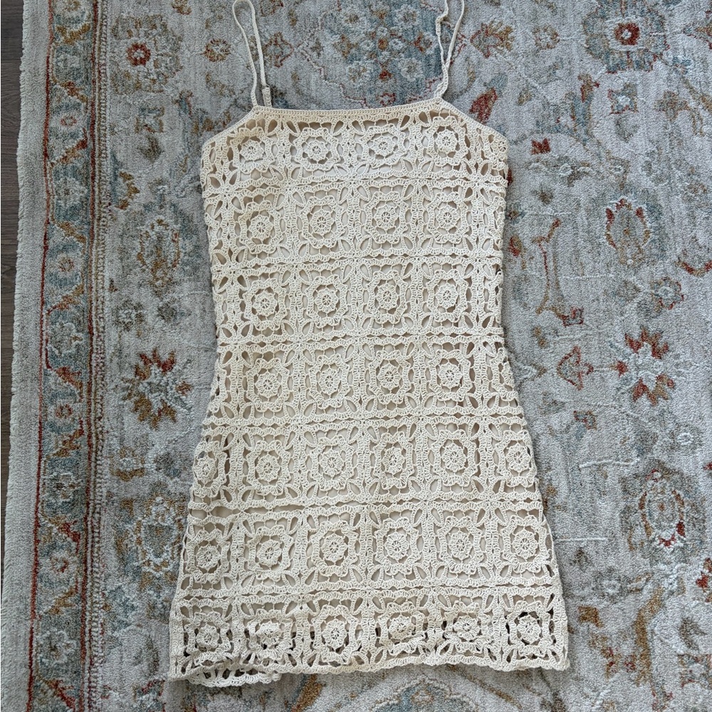 Koko + Mason Cream Crochet Mini Dress